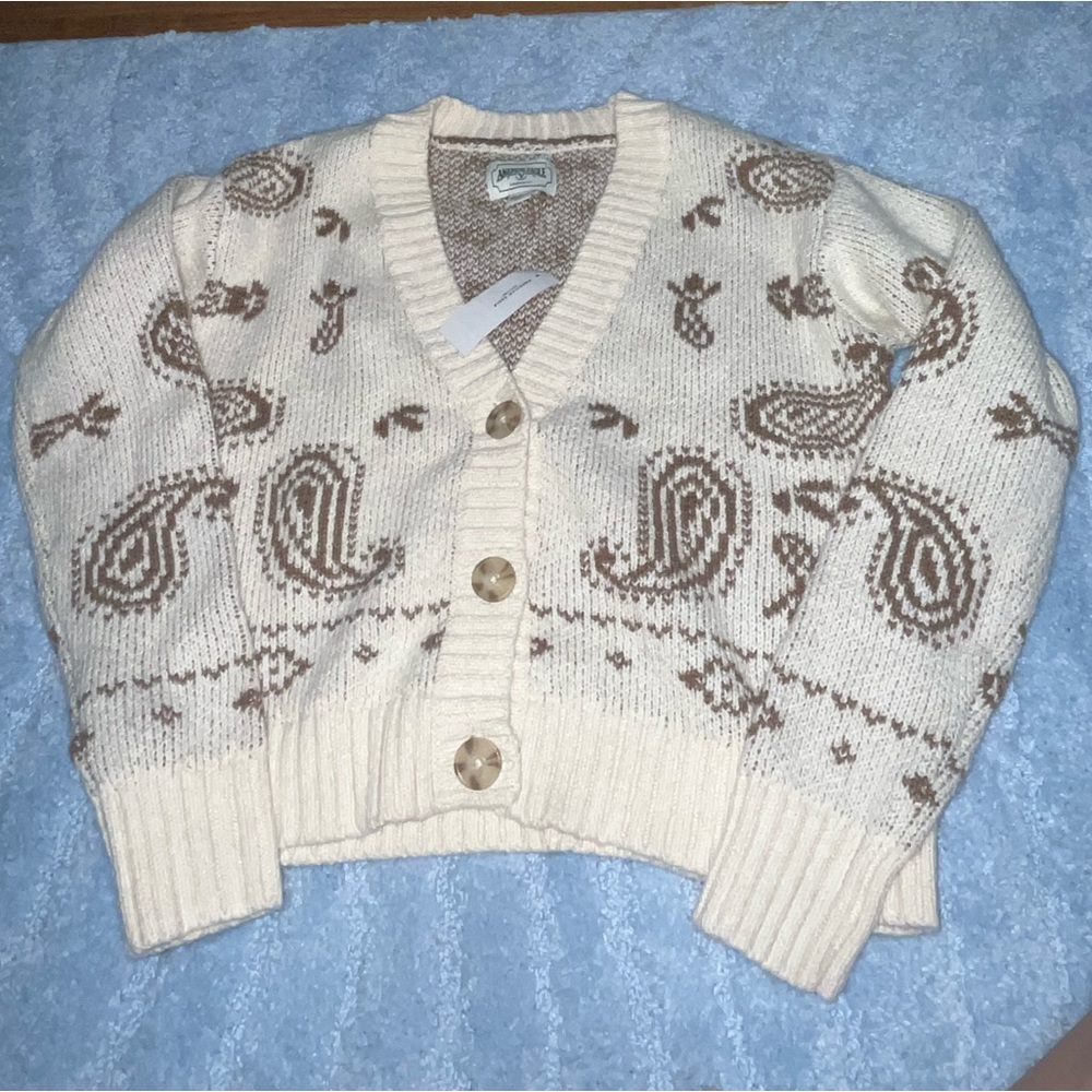 NWT AE paisley cropped cardigan